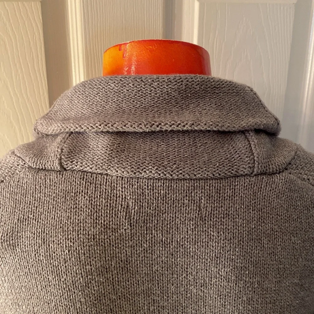 Chaps Gray Heathered Cardigan Sweater with Shawl Collar